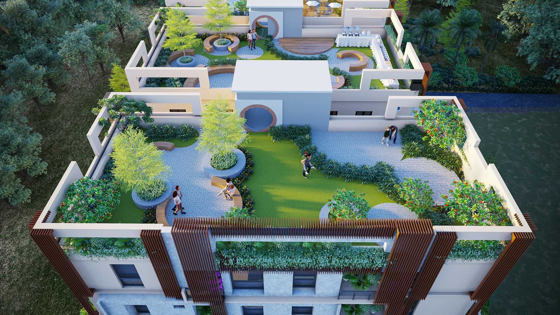 Architectural representation of the landscaped terrace